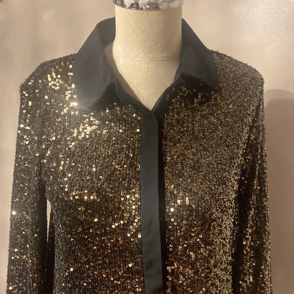 Black and Gold Sequin top cable & gauge - Picture 3 of 7